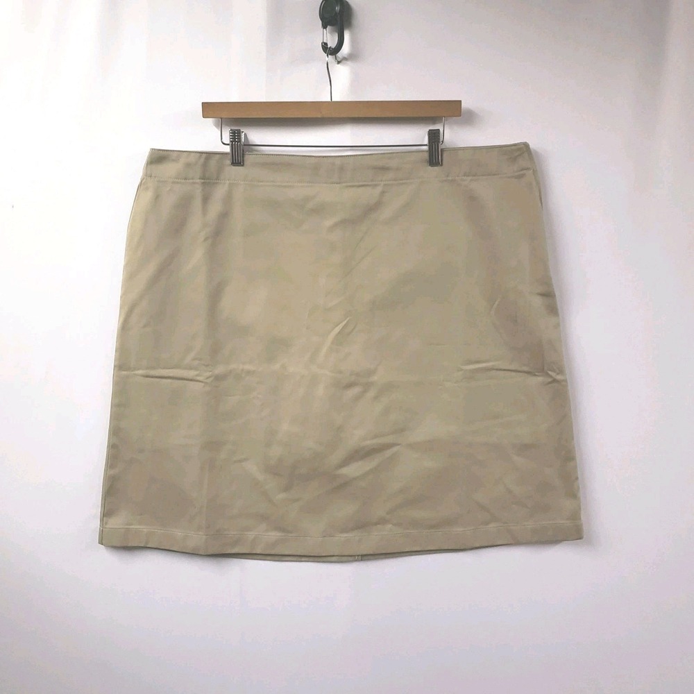 Lands End Mini Skort Womens 18W Khaki‎ Preppy Capsule Office Basic Neutral Twill